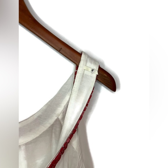 NWT Banana Republic white strapped camisole top, red beaded detailing,size Small - Picture 3 of 14